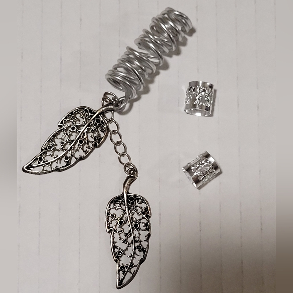 3pc Set ~ Silver Dreadlock Jewelry ~ Cuffs & Coils - Boho  Dread Locks Decor